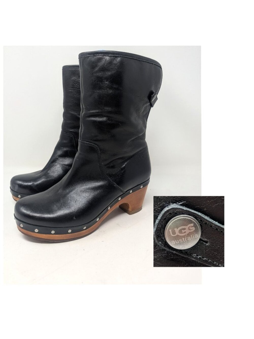 UGG Lynnea Black Boots 6 Shearling Heel